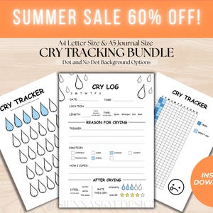 Pode incluir: Três folhas de rastreamento de choro imprimíveis em preto e branco com acentos azuis. As folhas incluem um rastreamento de estilo calendário, um log com espaço para registrar a data, a hora, o local, a duração, o tipo, o gatilho, a emoção, como eu lidarei com isso e uma classificação de como eu me sinto depois de chorar, e um rastreamento de gotas de chuva.