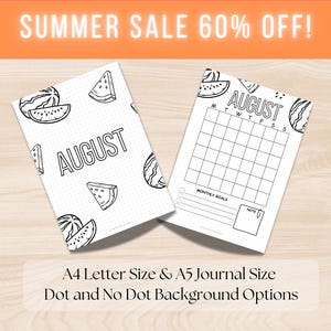 August Printable Title Page and Calendar, Journal Cover and Monthly Planner, Instant Download