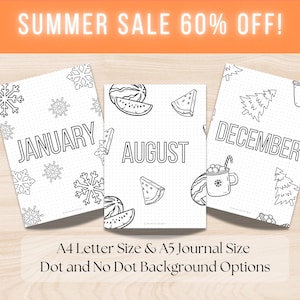 12-Month Printable Journal Title Pages - Planner Cover Pages - Customizable Monthly Journal Covers - Instant Download