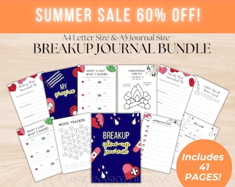 Breakup Glow-Up Journal | 41-Page Digital or Printable Self-Love Journal | Pre-Colored PDF | Journaling