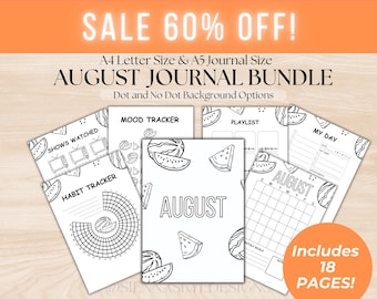 Watermelon August Journal Bundle: Printable Planner Pages (Digital Download)