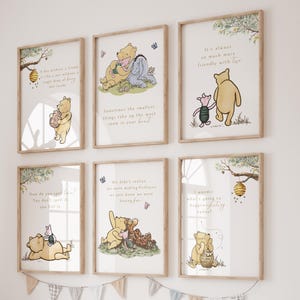 16 Editable Classic Winnie-the-Pooh Nursery Prints. Baby Wall Art, Classic Quotes. Boy Girl Gender Neutral Nursery Decor. W1