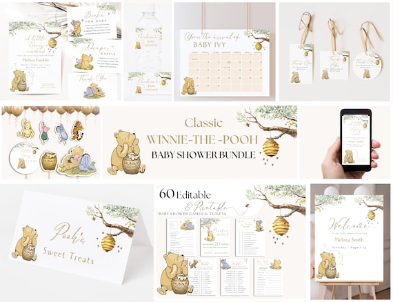 → View on Etsy: Winnie-the-Pooh Baby Shower Bundle: Vintage Party Decor (Digital Download) Winnie-the-Pooh Baby Shower Bundle: Vintage Party Decor (Digital Download)