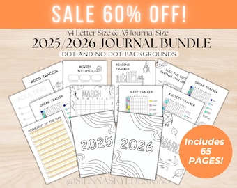 2025–2026 Journal Bundle | 65 Pages | Bullet Journal Printable | A4 A5 | Instant Download
