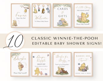 Classic Winnie-the-pooh ‘A Little Hunny is on the Way’ BABY SHOWER SIGNS Bundle. Gender Neutral. Watercolor. W1