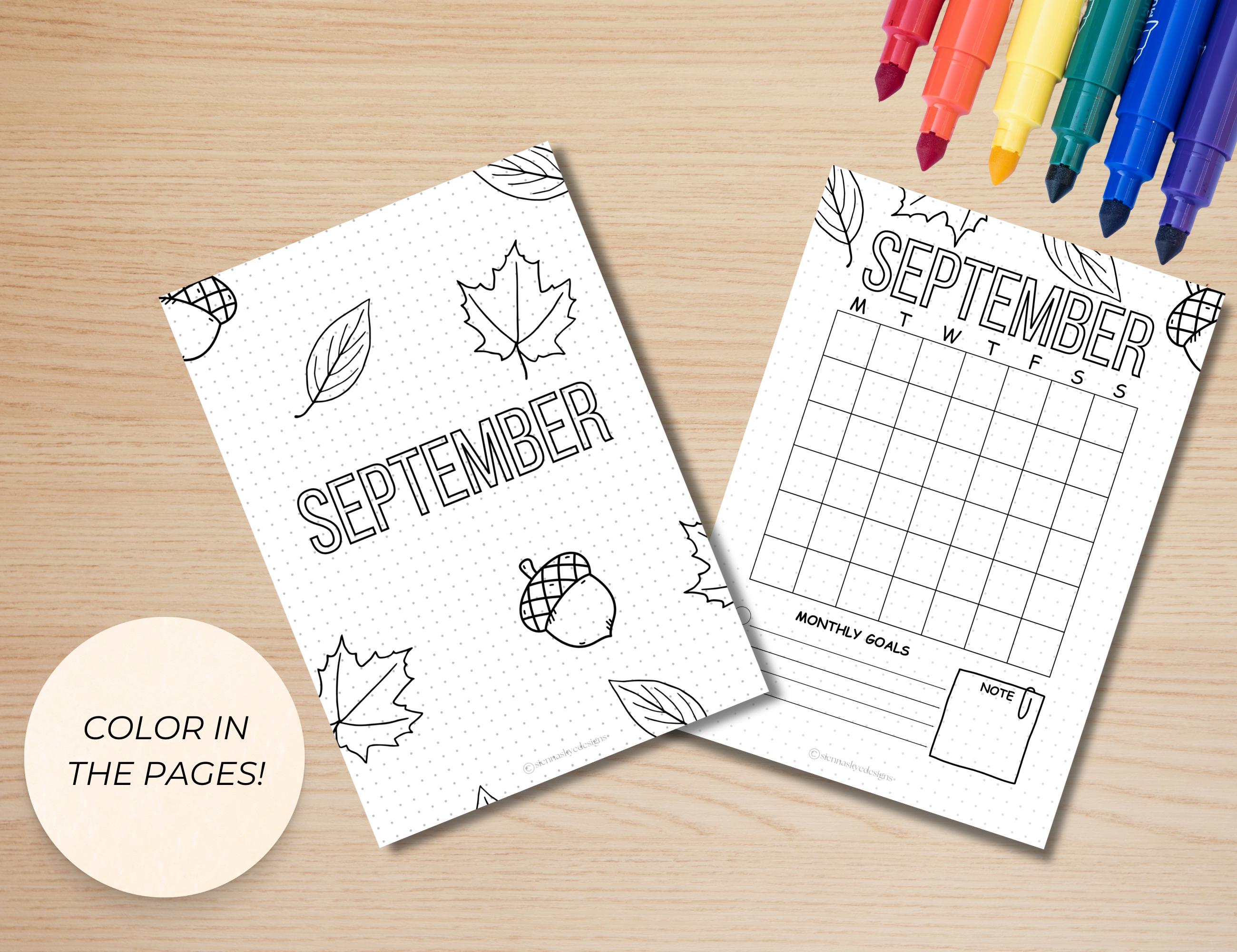 September Program Cover September Printable Title Page and Calendar, Journal Cover and Monthly ...
