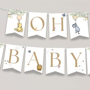 Classic Winnie-the-Pooh Baby Shower Banner Decorations Gender Neutral Custom Banner Name Banner Party Decor Classic Pooh Garland. W1