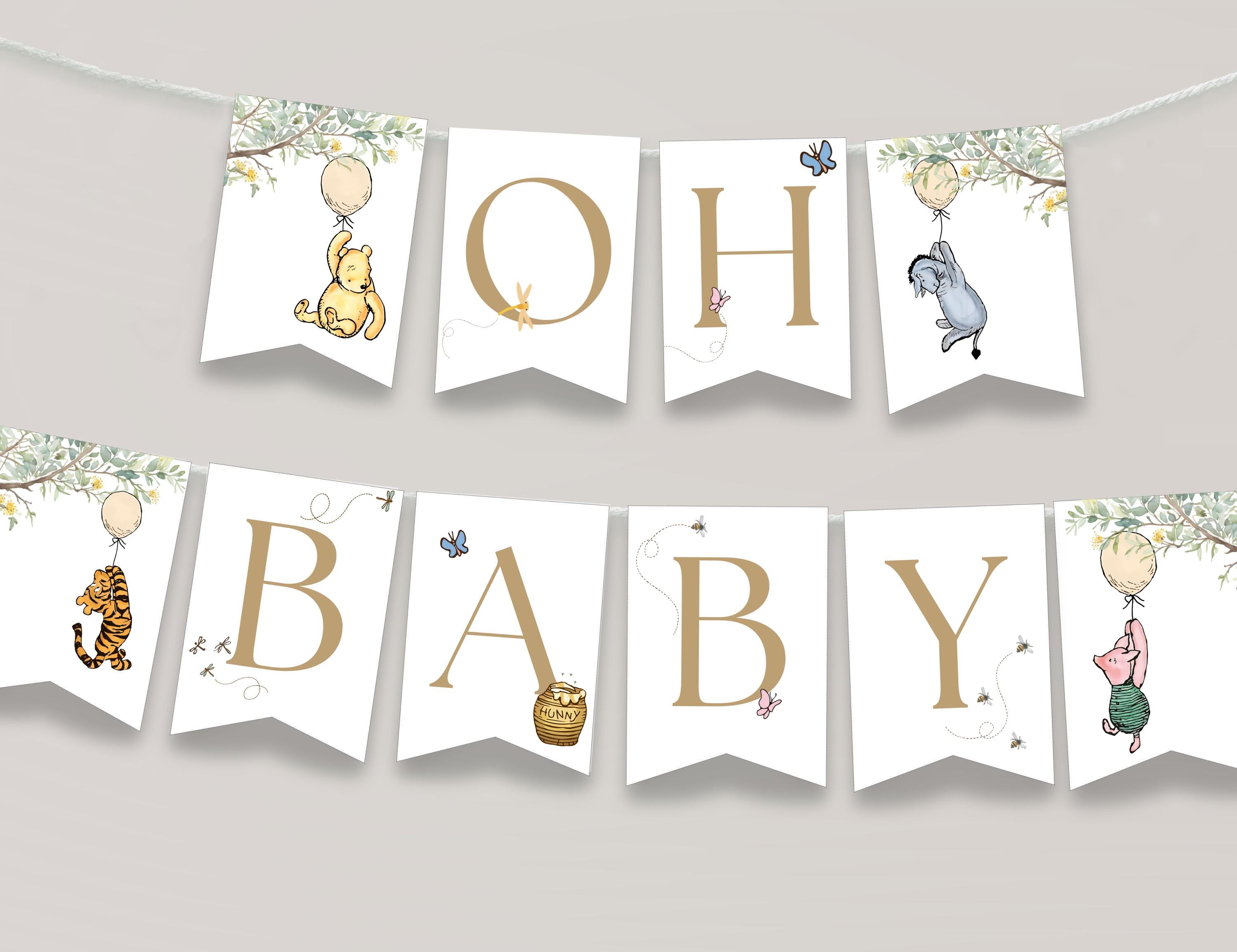 Classic Winnie-the-Pooh Baby Shower Banner Decorations Gender Neutral Custom Banner Name Banner Party Decor Classic Pooh Garland. W1