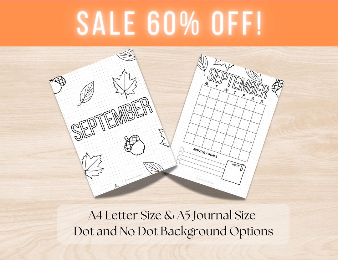September Program Cover September Printable Title Page and Calendar, Journal Cover and Monthly ...
