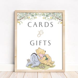 Card and Gifts Sign. Classic Winnie the Pooh Baby Shower Signs. Leave your Cards Sign. Gender Neutral Boy Girl Printable Digital Download W1