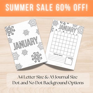 January Printable Title Page and Calendar, Journal Cover and Monthly Planner, Instant Download
