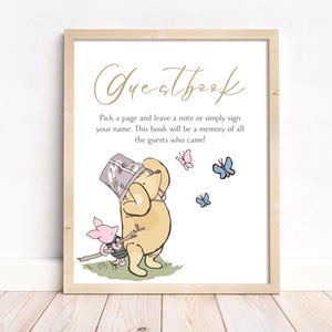 Classic Winnie-the-Pooh Guestbook Baby Shower Sign. Instant Digital Download Editable Printable Decoration W1