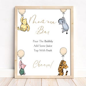 Mimosa Bar Sign. Classic Winnie-the-Pooh Baby Shower Signage. Editable Printable Decorations. Digital Download Templates For Boy OR Girl. W1