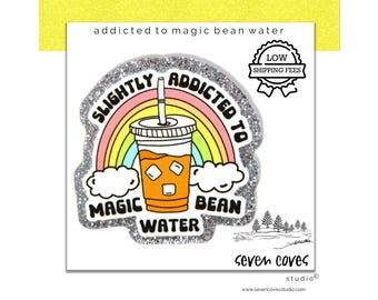GLITTER ACRYLIC FLATBACK, Magic Bean Water, Planar Resin Cabochons, Badge Reels Topper & Supplies, The Seven Coves Studio™