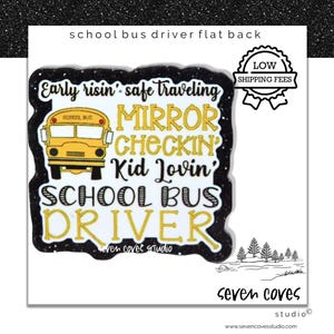 42mm-SCHOOL BUS DRIVER Badge Reel Supplies, Acrylic Resin Flat Back, Glitter Resin Planar Medical, The Seven Coves Studio