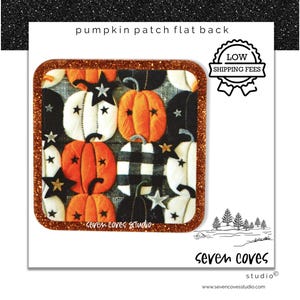 44.5mm-PATTERNED PUMPKIN PATCH Badge Reel Supplies, Acrylic Resin Flat Back, Glitter Resin Planar Medical Cabochon, The Seven Coves Studio