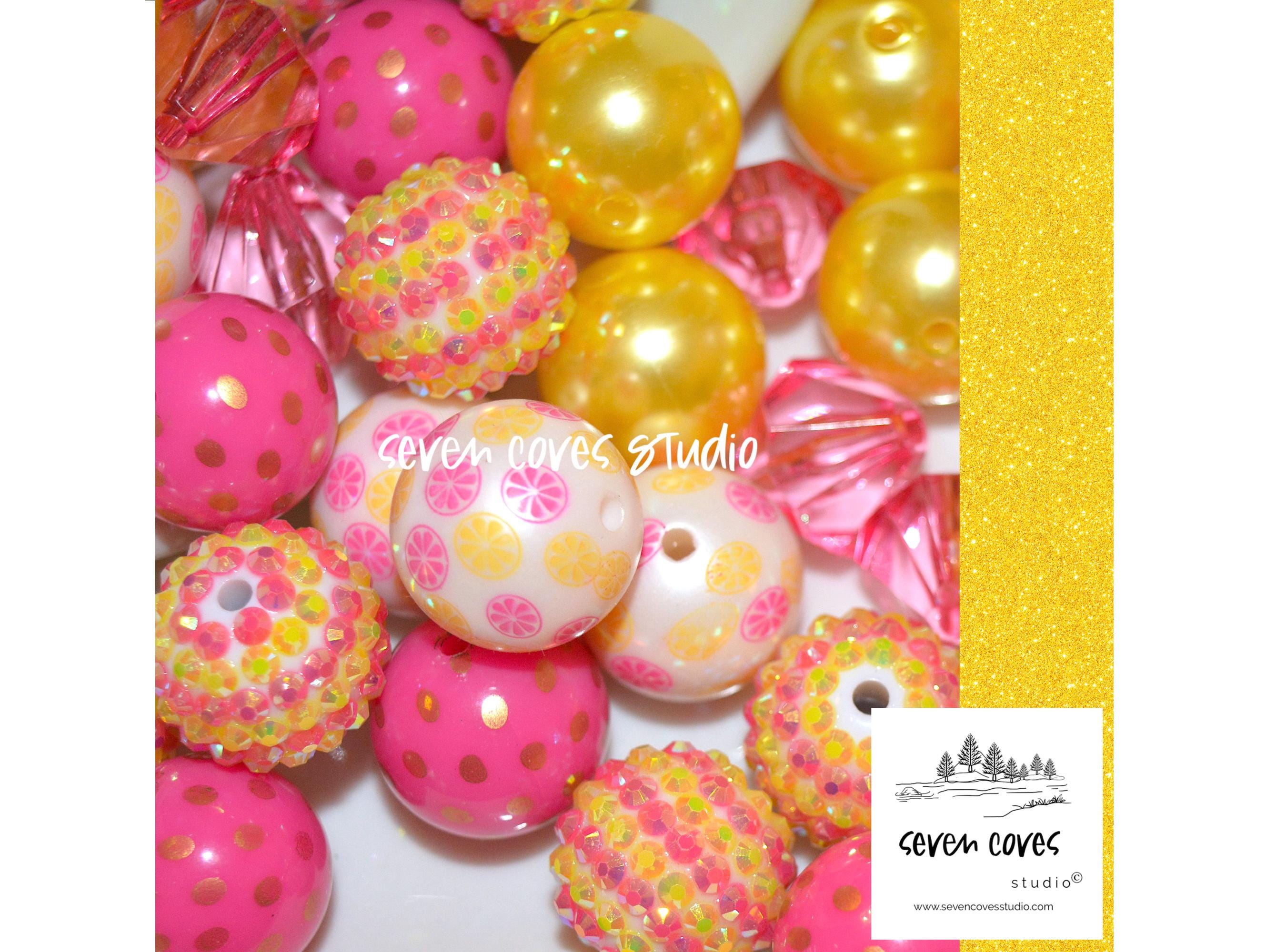 MIXED ASSORTED ACRYLIC Beads, Fruit Theme Badge Reel Supplies, Diy, Chunky Beads, Bubblegum Beads for Pens Bulk Beads Seven Coves Studio™