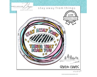 GLITTER ACRYLIC FLATBACK, Stay Away From Things That Drain, Planar Resin Cabochons, Badge Reels Topper & Supplies, The Seven Coves Studio™