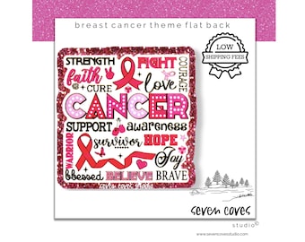GLITTER ACRYLIC FLATBACK, Breast Cancer Awarenetss, Planar Resin Cabochons, Badge Reels Topper & Supplies, The Seven Coves Studio™