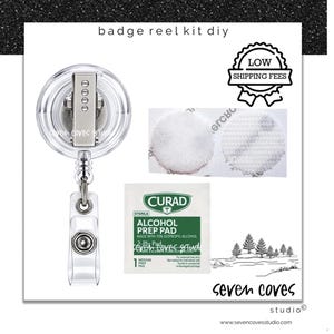 BADGE REEL KIT With Hook and Loop Adhesive Swivel Alligator Clip Craft Supplies,