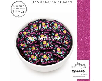 I'M 100% THAT CHICK Theme, Soft Focal Beads, Badge Reel Supplies Diy Silicone Chunky, Beads for Pens Bulk Beads Seven Coves Studio™