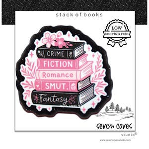 GLITTER ACRYLIC FLATBACK, Stack of Books, Planar Resin Cabochons, Badge Reels Topper & Supplies, The Seven Coves Studio™