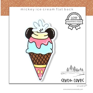 45mm-MICKEY ICE CREAM Badge Reel Supplies, Acrylic Resin Flat Back, Glitter Resin Planar Cabochon, The Seven Coves Studio™