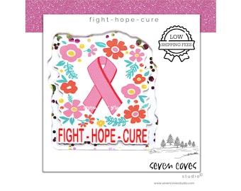 GLITTER ACRYLIC FLATBACK, Fight Hope Cure Cancer, Planar Resin Cabochons, Badge Reels Topper & Supplies, The Seven Coves Studio™