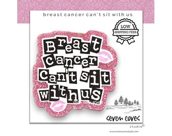 GLITTER ACRYLIC FLATBACK, Breast Cancer Can't Sit, Planar Resin Cabochons, Badge Reels Topper & Supplies, The Seven Coves Studio™