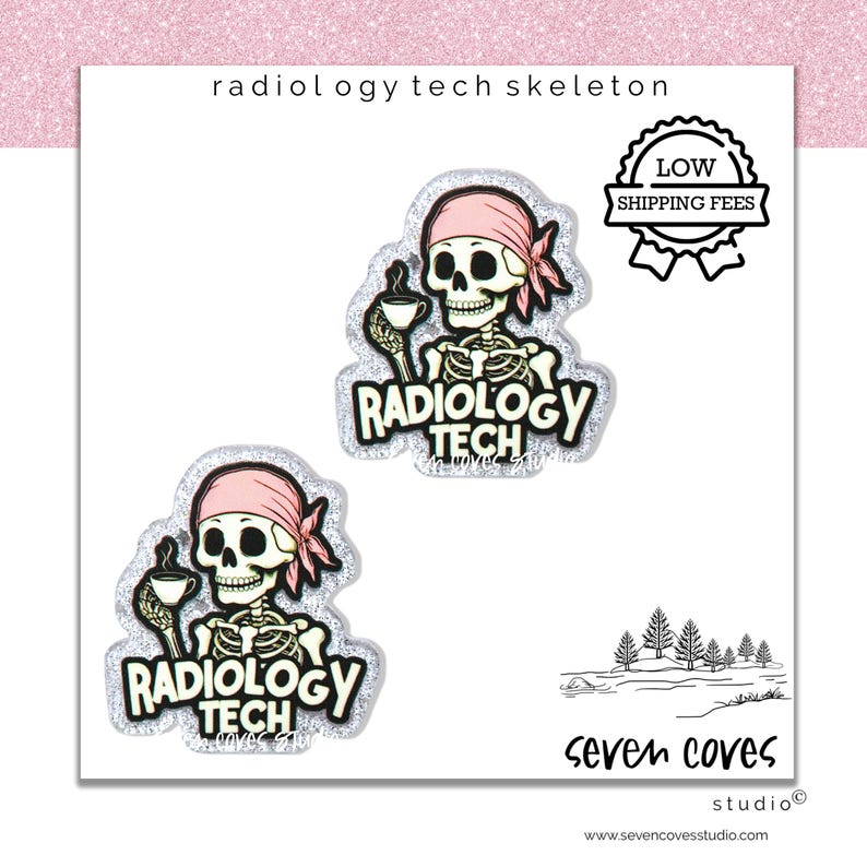 GLITTER ACRYLIC FLATBACK, Radiology Tech, Planar Resin Cabochons, Badge ...