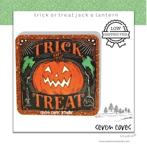 44.5mm-TRICK or TREAT JACK-O-Lantern Badge Reel Supplies, Acrylic Resin Flat Back, Glitter Resin Planar Medical, The Seven Coves Studio