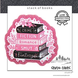 GLITTER ACRYLIC FLATBACK, Stack of Books, Planar Resin Cabochons, Badge Reels Topper & Supplies, The Seven Coves Studio™