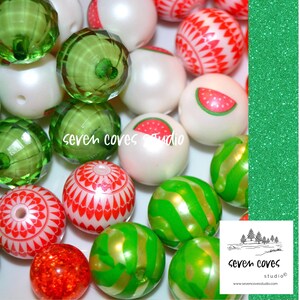 MIXED ASSORTED ACRYLIC Beads, Watermelon Badge Reel Supplies, Diy, Chunky Beads, Bubblegum Beads for Pens Bulk Beads The Seven Coves Studio™