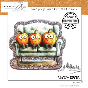 38mm-HAPPY HALLOWEEN PUMPKINS Badge Reel Supplies, Acrylic Resin Flat Back, Glitter Resin Planar Cabochon, The Seven Coves Studio™