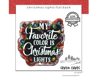 GLITTER ACRYLIC FLATBACK, Favorite Color Christmas Lights, Planar Resin Cabochons, Badge Reels Topper & Supplies, The Seven Coves Studio™