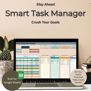 Google Sheets Task Manager: Eisenhower Matrix To-Do List (Digital Download)