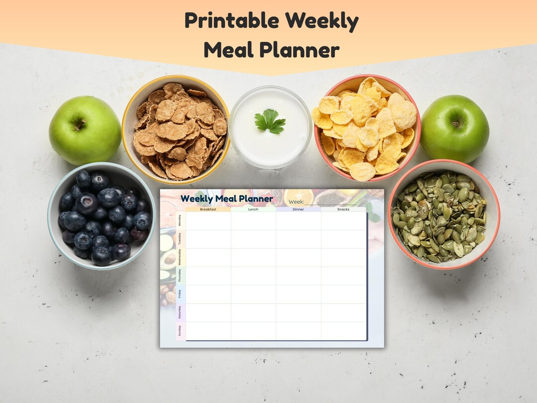 Weekly Meal Planner Printable: Family Menu Organizer (PDF Download) - Etsy