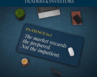 Patience Definition Desk Mat, Stock Market Office Decor, Day Trader Gift, Chartist Investor Accessory