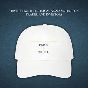May include: A white baseball cap featuring the text PRICE IS TRUTH in dark blue lettering with the word is in yellow. A thin yellow horizontal line appears above the text. The cap has a structured crown and a curved brim, centered on a dark background.