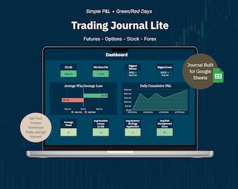 Simple Trading Journal: Google Sheets P&L Tracker (Digital Download)