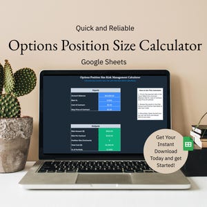 Riskberäknare för handel: Verktyg för positionsstorlek för optioner (digital nedladdning av Google Sheets)