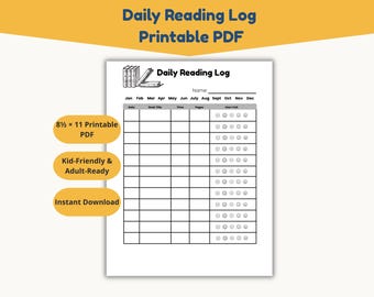 Afdrukbaar dagelijks leeslogboek: tracker voor studenten, docenten en volwassenen (pdf-download US Letter)