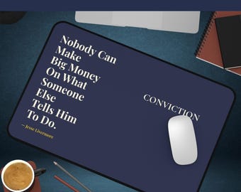 Conviction Definition Desk Mat, Stock Market Office Decor, Day Trader Gift, Chartist Investor Accessory