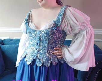 DDNJ Choose Fabric Demi Corset w/tab Plus Made ANY Size Renaissance Pirate Victorian Wench Steampunk Costume S M L XL 2X 3X 4X 5X 6X Tall