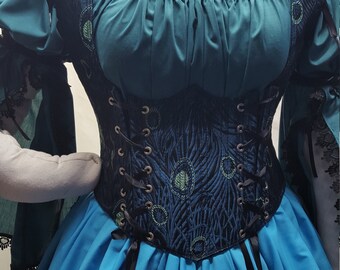 DDNJ Choose Fabric Reversible Side Lace UnderBust Corset Bodice Plus Made ANY Size Renaissance Anime Steampunk Wench Pirate Cosplay Costume