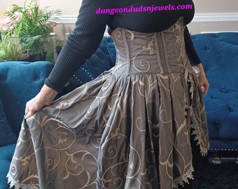 DDNJ Choose Fabric Hi Lo Underbust Dress Pocket Option Plus Custom Made ANY Sie Renaissance Steampunk Dress S M L XL 2X 3X 4X 5X