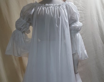 DDNJ 2 Tier White Batiste Chemise aka Fairy Cotton Plus Made ANY Size Renaissance Pirate Victorian Dress Nightgown S M L XL 2X 3X 4X 5X 6X