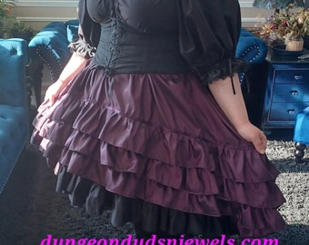 DDNJ Ship Ready Taffeta 3 Tier Hi Lo Skirt Petti Renaissance Steampunk Dress Pirate Wench Victorian Costume S M L XL 2X 3X 4X 5X 6X