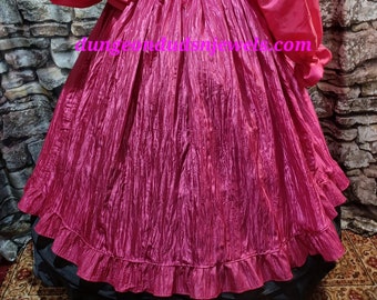 DDNJ Ship Ready Pink Crinkle Taffeta Skirt with Ruffle at hemline.