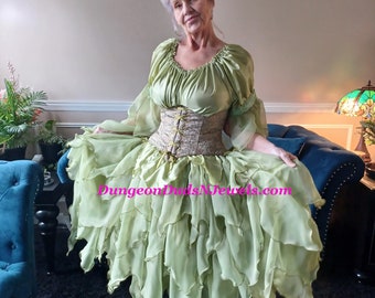 DDNJ Choose Colors 4pc Reversible Corset Renaissance Fairy Dress Plus Made Any Size Medieval Cosplay LARP Costume Elf Pixie Sprite Anime